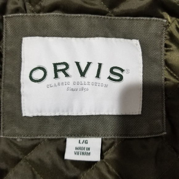 Orvis Jacket Large Field Barn Chore Green Canvas Quilted Corduroy Collar Coat - Picture 7 of 12